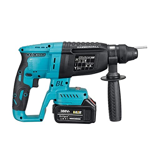 TEMSOOM Drillpro 338VF Bürstenloser wiederaufladbarer Bohrhammer mit 2 Akkus Elektrische Schlagbohrmaschine Kompatibel… – Bild 7