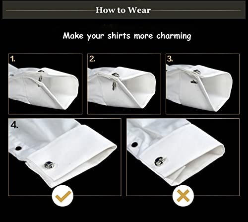 Manchetknopen en Stud Set, Mens Manchetknopen Vintage Rvs Schedel Vintage Smoking Manchetknopen Zakelijke Gift 2.9X1.8CM, Geen edelsteen - Image 6