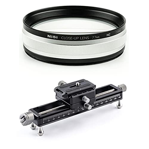 NiSi Close Up Lens Kit NC 77mm with 67 & 72mm Adapters NM-180 Macro Focusing Rail with 360 Degree Rotating Clamp