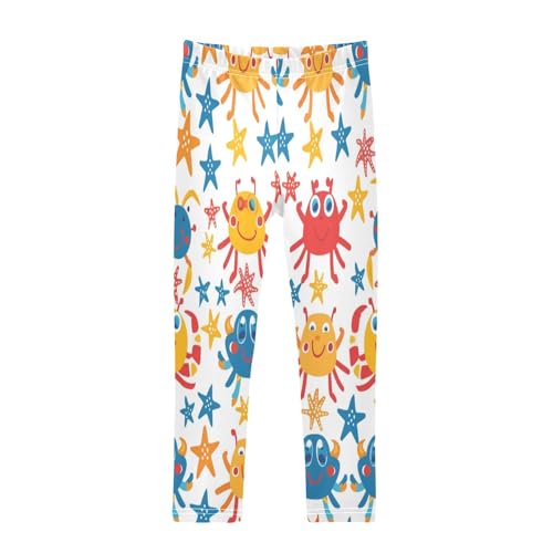 Toddler Girls Leggings Printed Yoga Pants Leggings Yellow Blue Crab for Kids