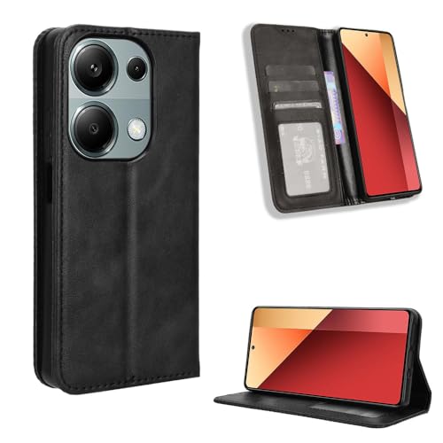 Solid Color Non-slip Pluggable Card Phone Case Compatible with Xiaomi Poco M6 Redmi 13 Pro PocoM6Pro 4G Phone Cover Magnetic Fli