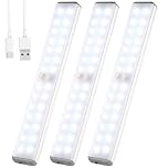 Under Cupboard Lights,Motion Sensor Lights Indoor 28LED Closet Type-C Wireless Kitchen Light Cabinet Under Counter Lighting Rechargeable Battery Powered Bedroom Night Homelife Stick On for Shelf Stair
