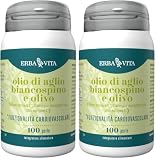 Erba Vita Integratore alimentare di olio di Aglio, olio di Biancospino e olio di Olivo - 100 Perle (Confezione da 2)
