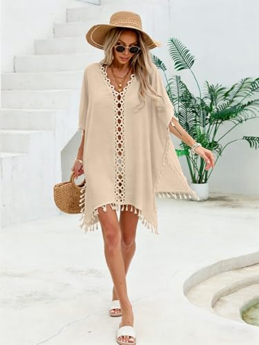 Image of YELAIVP Sexy Beach Cover Ups for Women Sheer Mesh Cover Ups for Swimwear High Cut Swim Suit Bikini Bathing Suit Cover Up