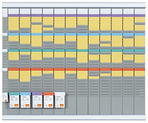 Nobo - Kit Planning Annuel Mural à Fiches T, 12 Colonne & 32 Fentes, Indice 2, Fiches T & Index Inclus, 2990700
