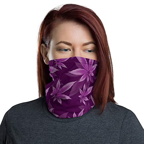 Purple Marijuana 420 Face Mask Neck Gaiter, biker face cover