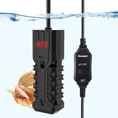 Devopet 100W Aquarium Heater, Adjustable Fish Tank Heater, with Digital Display, Overheat Protection & Dry Run Protection, for 10-20 Gallon Water