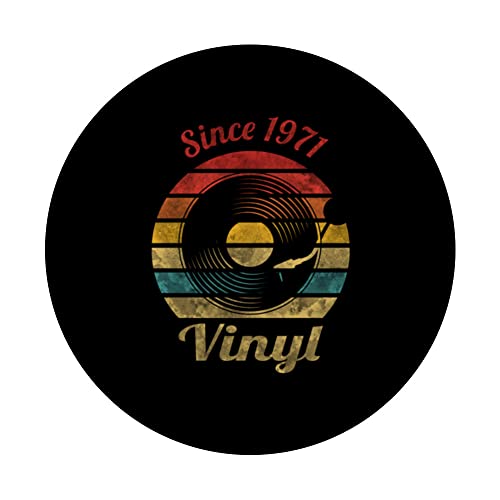 Since 1971 Vinyl Retro Record Vintage Music PopSockets Swappable PopGrip, Black - Image 3