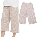 [Y's factory] ルームパンツ レディース 接触冷感 夏 涼しい ステテコ 七分丈 ウエストゴム ルームウェア ボトムス パンツ サラサラ素材 吸汗速乾 ゆったり シルエット 軽量 部屋着 ワンマイルウェア M-L/L-LL (デザインM L-LLサイズ)