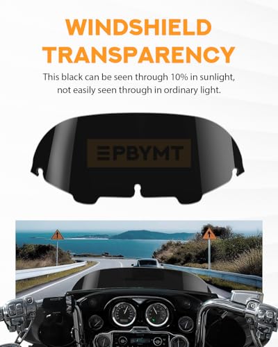 Image of PBYMT 7 inch Windshield Windscreen 96-13 Compatible for Harley Davidson Touring Street Glide Electra Glide FLHT FLHTCU Ultra Classic Glide FLHX FLHTK Tri Glide 1996-2013, Black