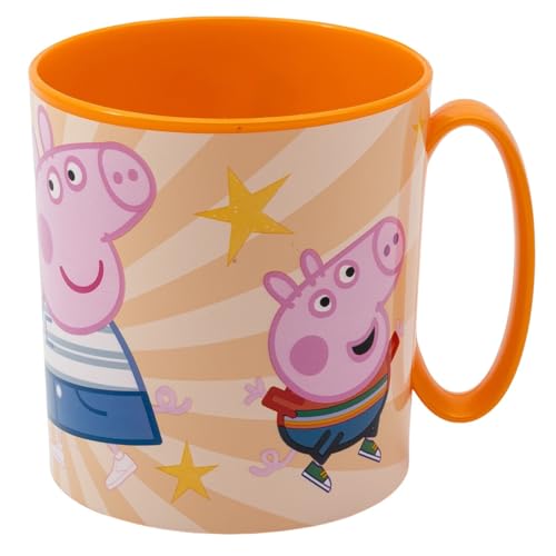 Image of SRV Hub Licensed Plastic Cup with Handle 390ML, BPA Free Microwave Safe Mug for Girls, Dishwasher Safe Reusable Drinking Mug for Home School Travel (Peppa Pig)
