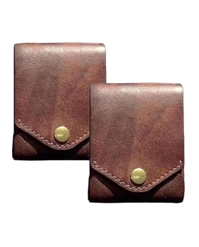 Vintage Handmade Leather Wallet, for Cash Business Card Holder, Wallets Built-In Pen Slot Leathers Business Card Holder Slim Minimalist Men's (2 Pcs)