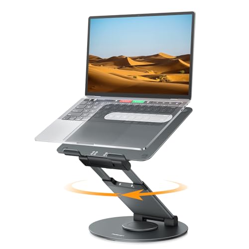 Nulaxy Adjustable 360° Rotating Laptop Stand for 10-17 Laptops - Ergonomic Gray Desk Riser