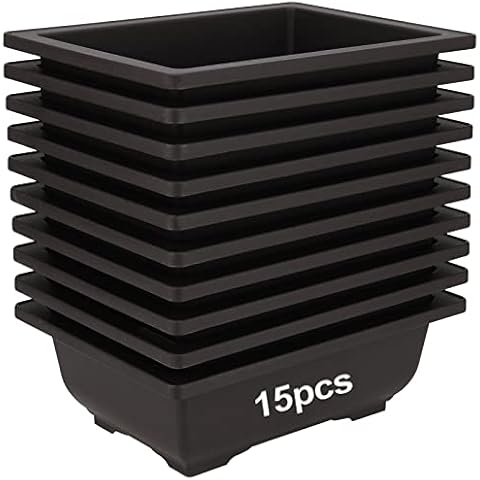 MOUYAT 15 PCS 6.5 Inch Bonsai Training Pots, Rectangular Plastic Bonsai Tree Growing Large Planter Pot for Plants, Garden, Yard, Office, Balcony, Home Decoration Cover