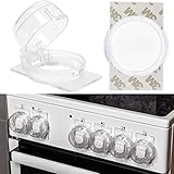 Herd Kindersicherung, für deutsche Herde, ohne Knopf Demontage, 6er Pack, für max. Ø 4.9 cm Herdknöpfe, min. 6.1 cm Abstand Mitte-Mitte, Hitze-resistent, Herdschutz Baby Sicherung, Knopfsicherung Baby