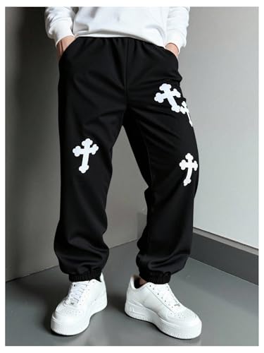 WDIRARA Boy's Cross Print Sweatpants Elastic Waist Athletic Workout Jogger Pants3