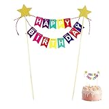 Happy Birthday Tortendeko,Cake Topper Geburtstag,Kuchen Deko Geburtstag mit Regenbogen Tortendeko,Kuchen Geburtstagskuchen Deko für Geburtstagstorte und Cupcakes,Kindergeburtstag Dekoration Mädchen