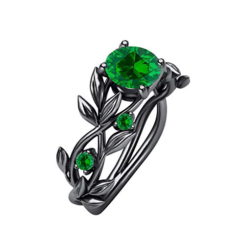 Gold & Diamonds Jewellery 2ctw Green Emerald Leaves Wedding Band Ring 14k Gold Over Sterling Silver For Womens.