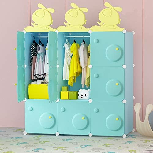 BECCOBEAT Baby Dresser Kids Wardrobe Closet Organizer Toy Organizers and Storage Cubes Weekly Clothes Organizer for Kids for Girls and Boys with Hanging Rod Plastic and Modern Armoire (9 Cubes)