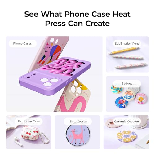 Image of HTVRONT Phone Case Heat Press Machine - Phone Case Auto Heat Press with 3D Vacuum Heat, Precise Temperature Sublimation Phone Case Press Machine for Badges, Coaster (Compatible with iPhone & Android)