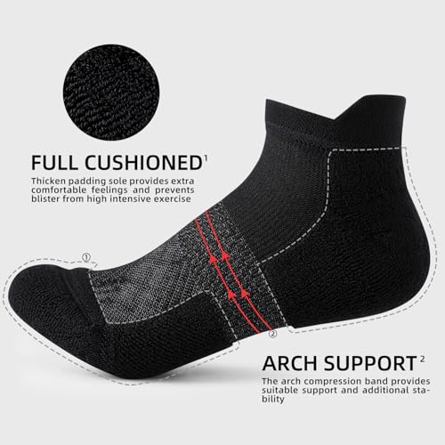 Image of FITRELL 5-6 Pairs Ankle Running Socks for Women Athletic Cushioned Low Cut Tab Sports Socks