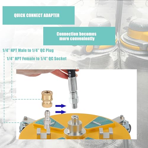 RIDGE WASHER 20'' Pressure Washer Surface Cleaner, Surface Cleaner Dual Handle, Power Washer Surface Cleaner with 4 Wheels for Cleaning Driveways, Sidewalks, Patios, Decks, 4500 PSI