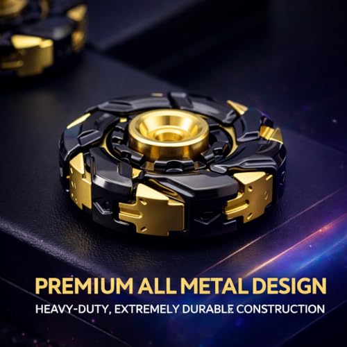 Image of EDC Fidget Sliders Open Armor Spinning Top Fidget Toys for Adults - Metal Stress Relief Gyroscope, ADHD & Anxiety Decompression Toy, Office Desk Cool Toy, Rotating Fingertip Spinner (Silver-Gold)