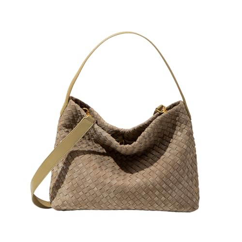 Image of Suede Woven Tote Bag for Women, Hobo Shoulder Bag for Work Travel