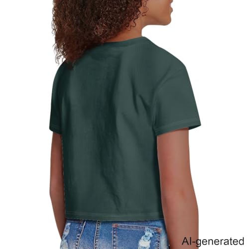 Image of Cute Crop Tops for Girls Short Sleeve Summer T Shirts Fashion Graphic Tees Crew Neck Pullover Tee 5-14 Years