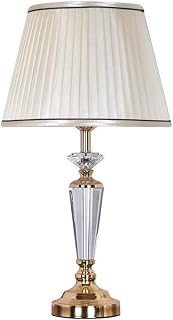 Mengjay Modern Nachttischlampe Amerikanischen Kristall Tischlampe Stoffschirm Tischleuchte E27 Fassung Schreibtischlampe für Schlafzimmer Wohnzimmer Hotel Café Dekorative Max 40W D30*H55CM