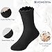 HONGTEYA 6 Pairs Girls White Ruffle Socks School Uniform Dress Socks for Kids Seamless Crew Ankle Cotton Size 4-14 Years (US, Age, 10 Years, 14 Years, black)