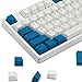 Happy Balls PBT Keycaps Backlit Cherry MX Keycap Set Doubleshot OEM Profile Translucent with Keycap Puller for US Layout 61 87 104 108 MX Switches Mechanical Keyboard (Blue White Combo)