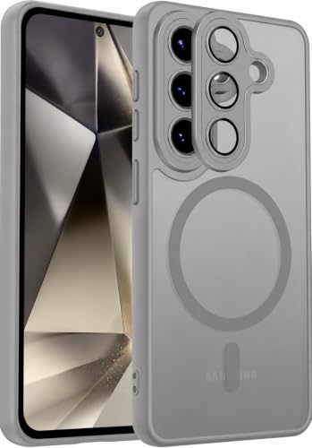 Image of Elzzi Magnetic Magsafe Case for Samsung Galaxy A57 5G Cover, Compatible with MagSafe Translucent Matte Hard Lens Slim Shock-Resistant Protective Case (Grey)