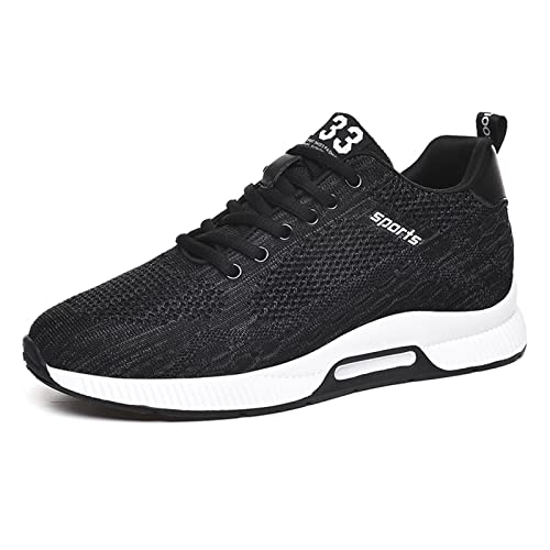 Homme Chaussures à Lacets Baskets Mode Chaussures Rehaussantes Homme 6cm Invisible Semelle intérieure Chaussures de Sport Knit Mesh Chaussures de Marche Décontractées Noir 41 Cover