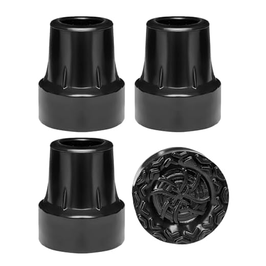 4 Pcs Heavy Duty Rubber Ferrules for Walking Sticks, 19mm Inner Diameter Non-Slip Replacement Cane Tips, Black Walking Stick Rubber Ends for Standard Canes & Crutches, Durable Cane Accessories