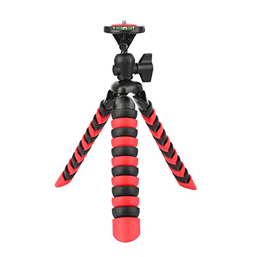 Trípode 11,5"Mini Pipi Ajustable trípode Flexible Conector con Pinza de liberación rápida Incluyendo ballhead para DSLR-Kamera y Handy-Negro/Rojo