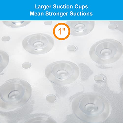 Amazerbath Bath Tub Mat Non Slip, 40 X 16 Inches Non-Slip Shower Mats With Suction Cups And Drain Holes, Bathtub Mats Bathroom Mats Machine Washable, Clear #TOP4
