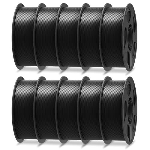 Image of ANYCUBIC PLA Plus (PLA+), 3D Printer Filament 1.75mm Bundle, High Toughness, Dimensional Accuracy + /- 0.02mm, Print with Most FDM 3D Printers, 10 Pack 1KG Reusable Spool Black