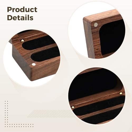 Caja de madera para anillos portátil contra arañazos con ranura doble 3