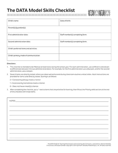 Project DATA Skills Checklist Forms