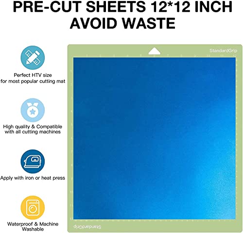 Htvront Chameleon Htv Heat Transfer Vinyl Bundle 12 Packs 12"X12" Iron On Vinyl For T-Shirt 7 Assorted Chameleon Gradient Change Color Pu Htv Sheet For Cricut, Silhouette Cameo #TOP1