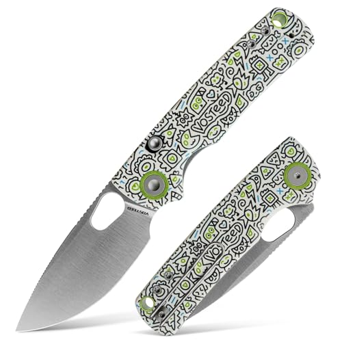 Vosteed Porcupine EDC Pocket Knife - 2.99 14C28N Satin Blade - Top Liner Lock Doodle Monster G10 Handle - Camping Hunting Knives - A2620