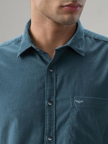 Image of Park Avenue Men Slim Fit Solid Pattern Pure Cotton Semi Cut Away Collar Full Sleeve Casual Shirt