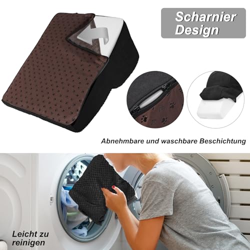 Masthome Hundetreppe 2 Stufen, Haustiertreppe aus Schaumstoff,Katzentreppe für Alte Katzen,Hundetreppe für kleine Hunde,Hunderampe mit Waschbar Plüschbezug für Bett, Couch, Schwarze