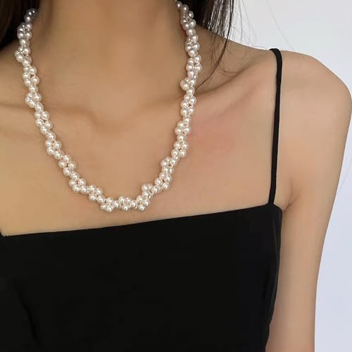 Image of Zeffy Pearl Necklace 4MM /6MM /8MM Dainty Round Imitation Pearl Choker Necklace Wedding Pearl Necklace Delicate Jewelry for Women Simple Bridesmaid Jewelry Gifts