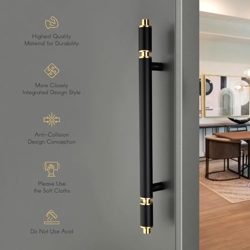 Image of LAPO 20 Inch Stainless Steel Pull Handle for Main Door | Black PVD Gold Finish Heavy Duty Door Handle | Hole to Hole Size 12 Inch | Stylish & Durable Entrance Handle | 3 Year Warranty