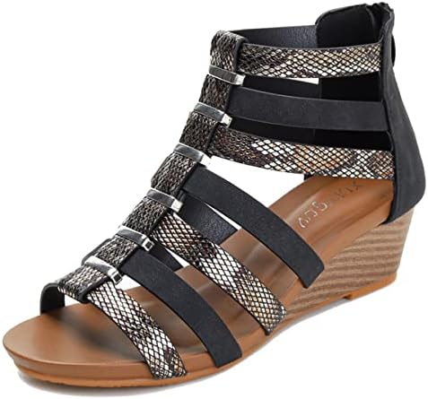 Galindopia Damen Wedge Sandalen - Bohemia Style Mit Rhinestones & 7.6 Cm Keilabsatz