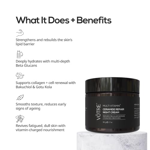 Image of VOTRE Multi Vitamin Glow Boost Day Moisturiser SPF 50 PA+++ | Multi Vitamin Complex, Niacinamide & Vitamin B9 ( Folic Acid ) | For Daily Vitality, Skin Renewal & Early Age Defence | For Men & Women | 50g