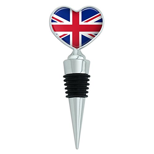 United Kingdom Great Britain Union Jack Country Flag Heart Love Wine Bottle Stopper