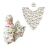Posh Peanut Swaddle Blanket & Headband Set – Viscose from Bamboo Stretchy Baby Swaddle for Newborn Girls, Receiving Blanket or Nursing Cover